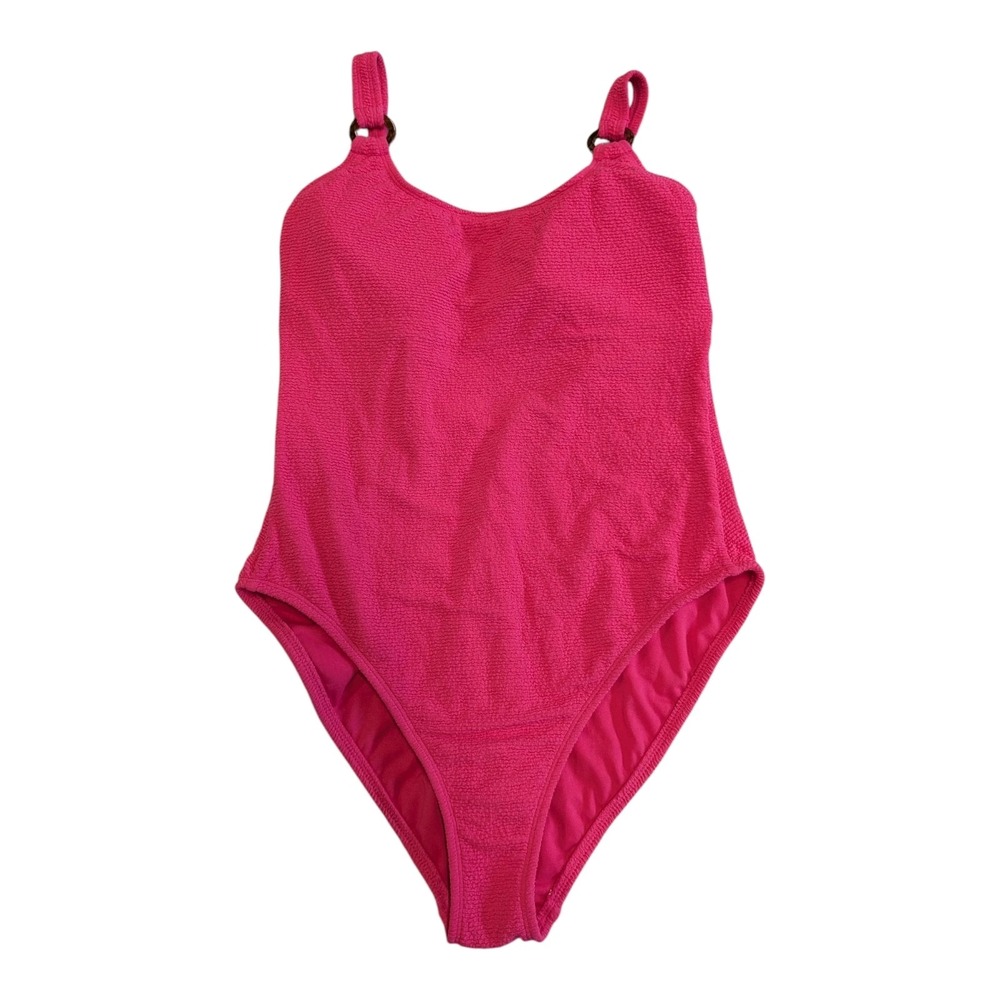 S-10 Women's Pucker Textured High Leg One Piece Swimsuit - Shade & Shore Pink M